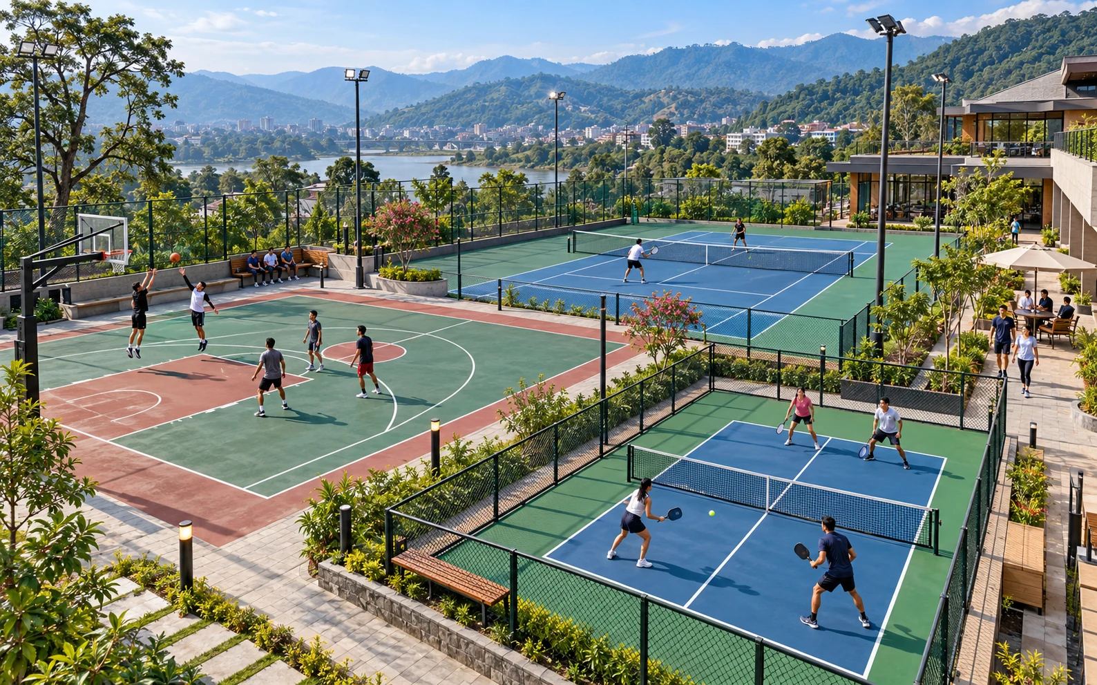 Outdoor court cluster